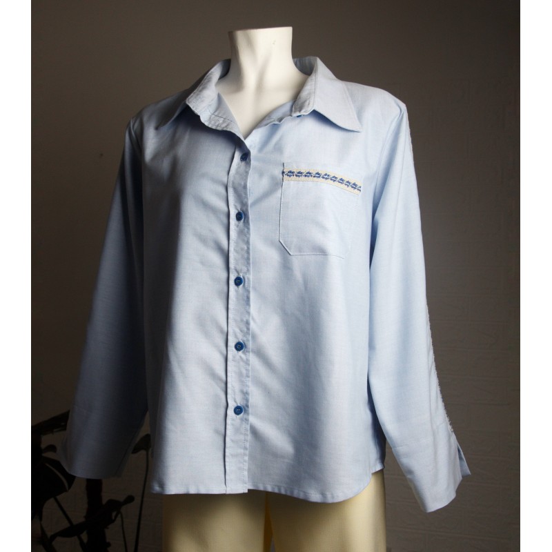 Camisa de algodón azul