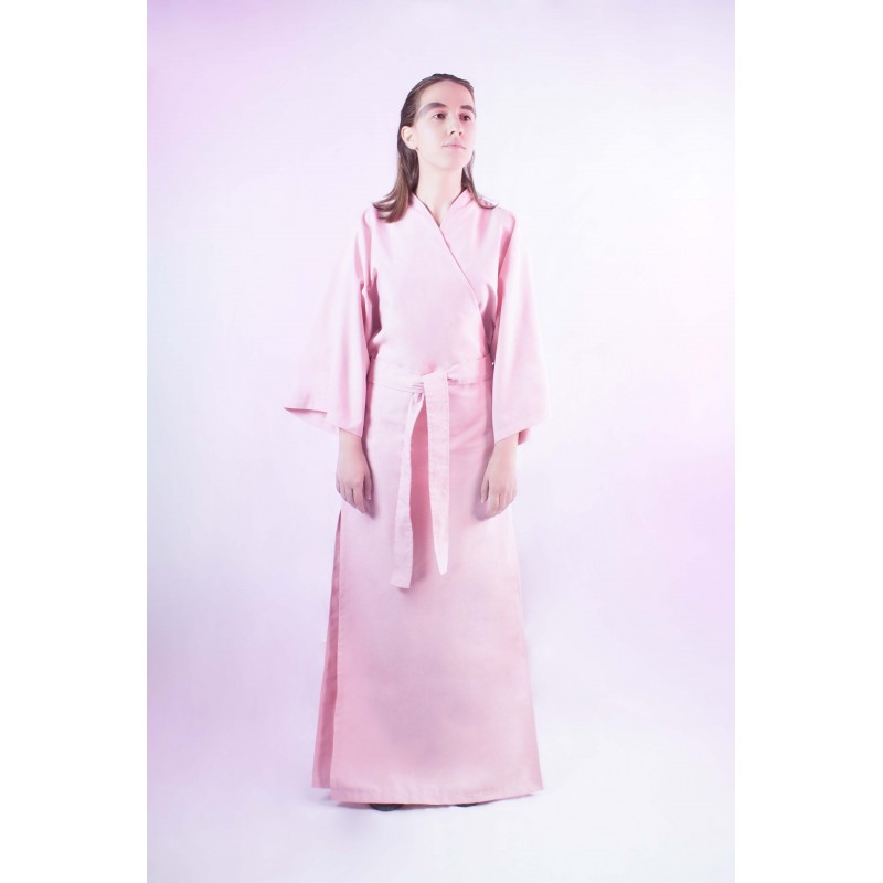 Kimono largo de loneta rosa
