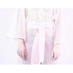 Chaqueta/kimono de redecilla blanco roto